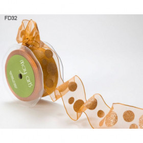 Ruban transparent à ronds pailletés OR Ruban transparent à ronds pailletés OR