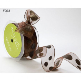 Ruban transparent à ronds pailletés MARRON Ruban transparent à ronds pailletés MARRON