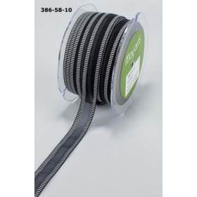 Ruban transparent NOIR à bords rayé blanc Ruban transparent NOIR à bords rayé blanc