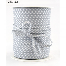 Ruban gros grain diagonal gris/blanc Ruban gros grain diagonal gris/blanc