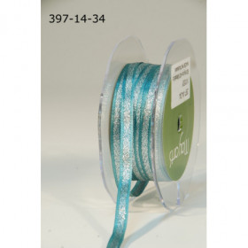 Ruban satin avec centre argenté - Teal Blue Ruban satin avec centre argenté - Teal Blue