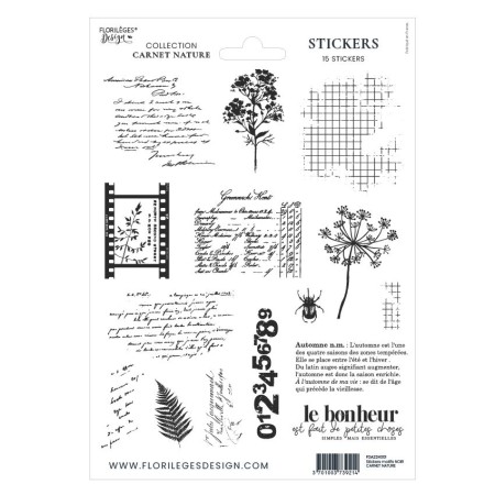 Stickers transparents motifs noirs CARNET NATURE