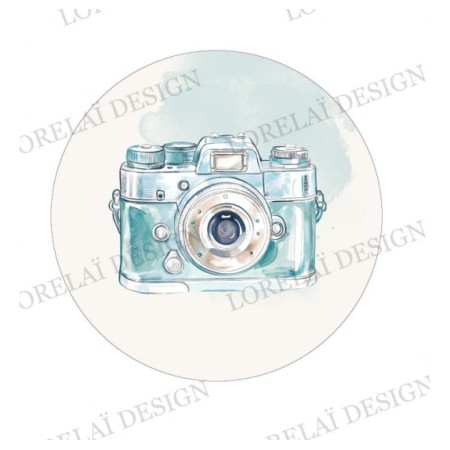 LORELAI DESIGN - Badge Appareil photo azur