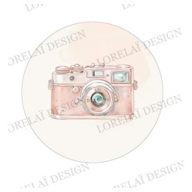 LORELAI DESIGN - Badge Appareil photo corail LORELAI DESIGN - Badge Appareil photo corail