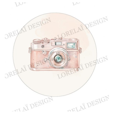 LORELAI DESIGN - Badge Appareil photo corail