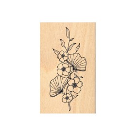 Tampon bois - Bouquet ginko Tampon bois - Bouquet ginko