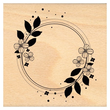 Tampon bois - Cercles fleuris