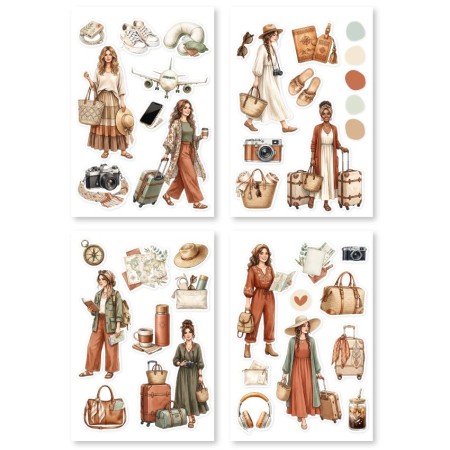 4 planches Stickers Les voyageuses