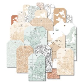 21 étiquettes imprimées Carte du monde HORIZONS