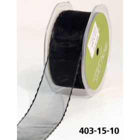 Ruban transparent aux bords satinés et ondulés NOIR Ruban transparent aux bords satinés et ondulés NOIR