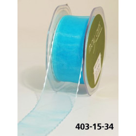 Ruban transparent aux bords satinés et ondulés TURQUOISE Ruban transparent aux bords satinés et ondulés TURQUOISE