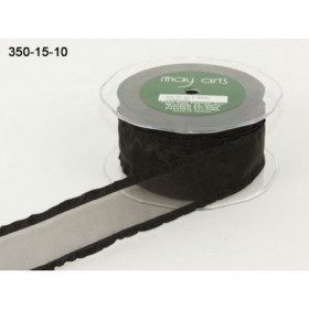 Ruban transparent à volant NOIR large Ruban transparent à volant NOIR large