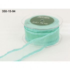 Ruban transparent à volant TURQUOISE large Ruban transparent à volant TURQUOISE large